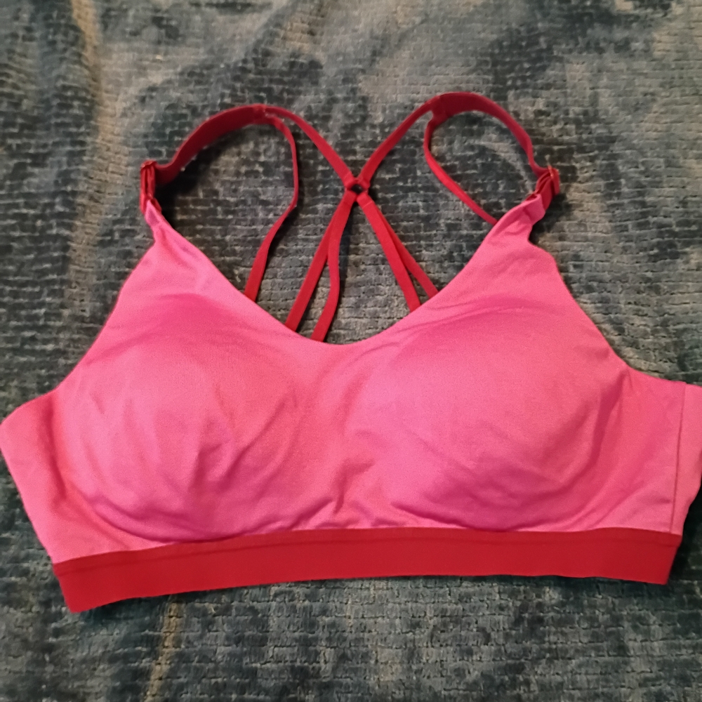 Rusty Pink and Red Sports Bra